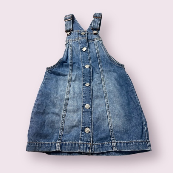 Set Of Two Toddler Girl Baby Gap Overall Dresses Blue And Pink Denim Sz XS & S - Picture 6 of 14
